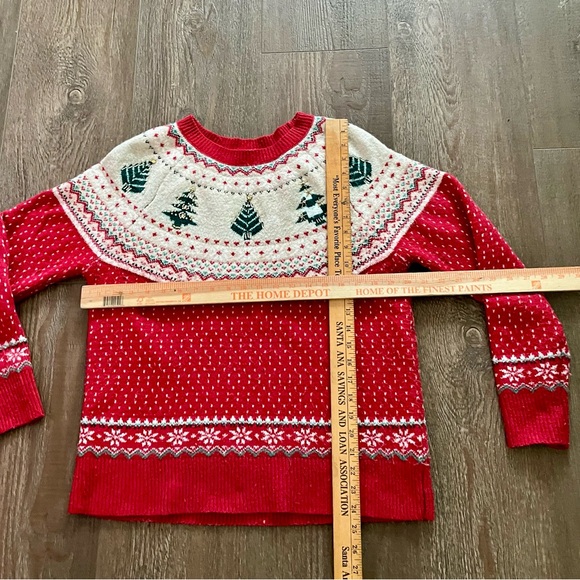 Holiday Time Red and Cream Tree Sweater - Picture 7 of 8